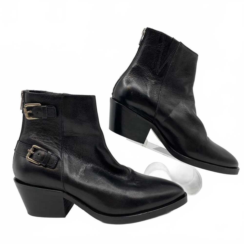 All Saints Black Buckle Accent Ankle Boots | Womens 38EU